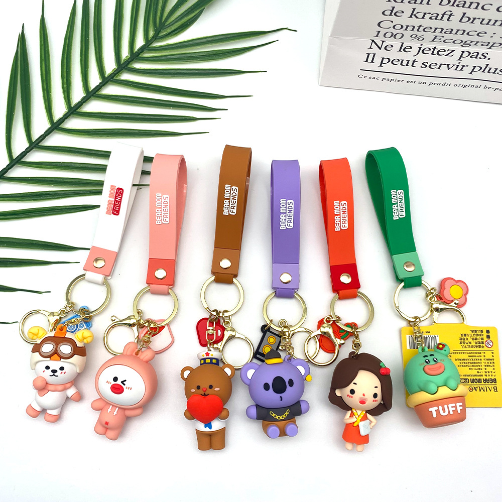 factory Direct selling lovely Cartoon Key buckle PVC Glue Bag Pendant Accessories Batch wholesale Stall up gift