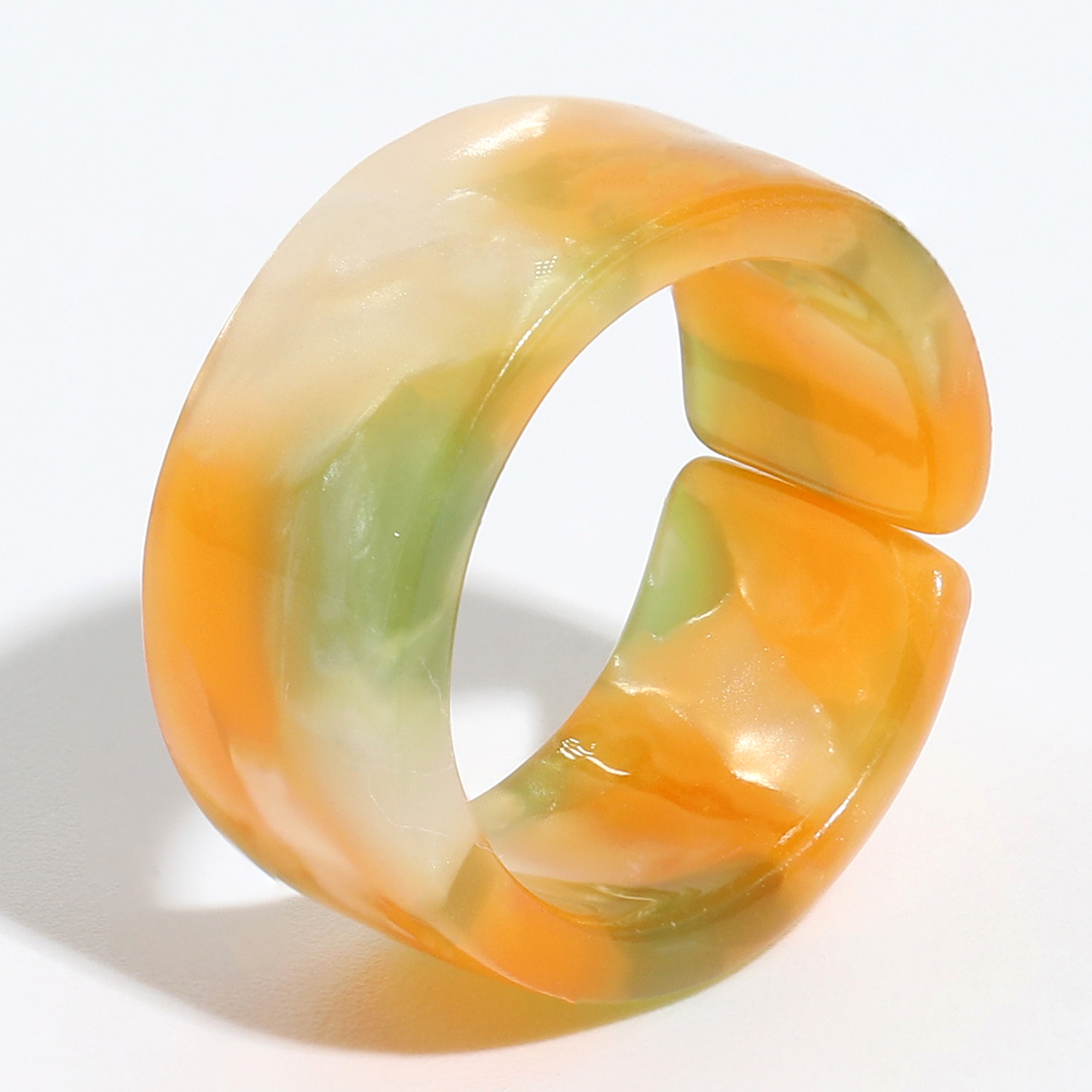 Retro Incomplete Circle Resin Ring display picture 15
