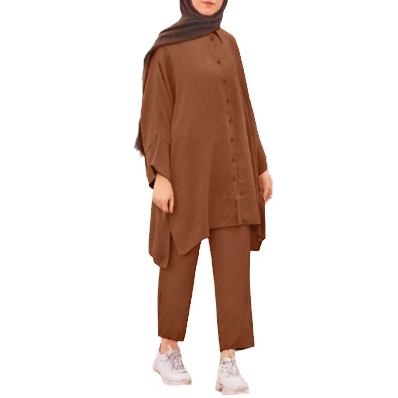 Camisas transfronterizas de mujeres musulmanas de Malasia ropa de mujer ropa de mujer grande moda casual de dos piezas