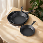 铸铁锅无涂层煎锅小煎蛋锅家用不粘平底锅老式铁锅厨具套装泼油锅