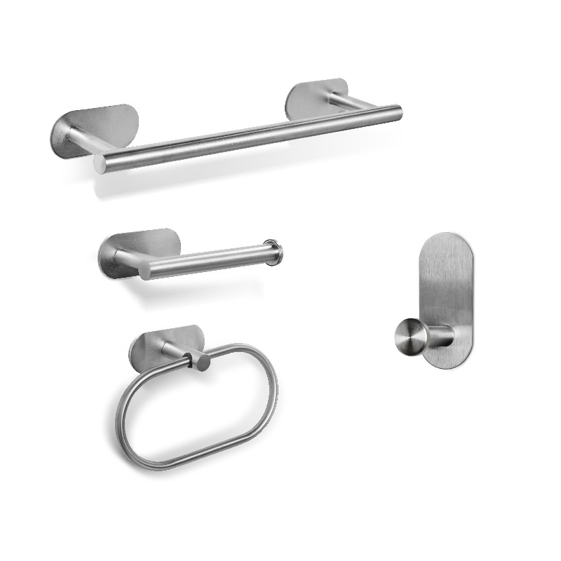 Amazon 304 de acero inoxidable baño colgante traje Barra de toalla sola varilla gancho titular de tejido ponche libre rollo de papel titular