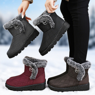 Cotton Shoes for Women in Winter, Cross-Border Shipping, Polyurethane Women's Boots, Fleece-Lined and Thickened Snow Boots, Warm Boots, Cold-Proof Cotton Boots
