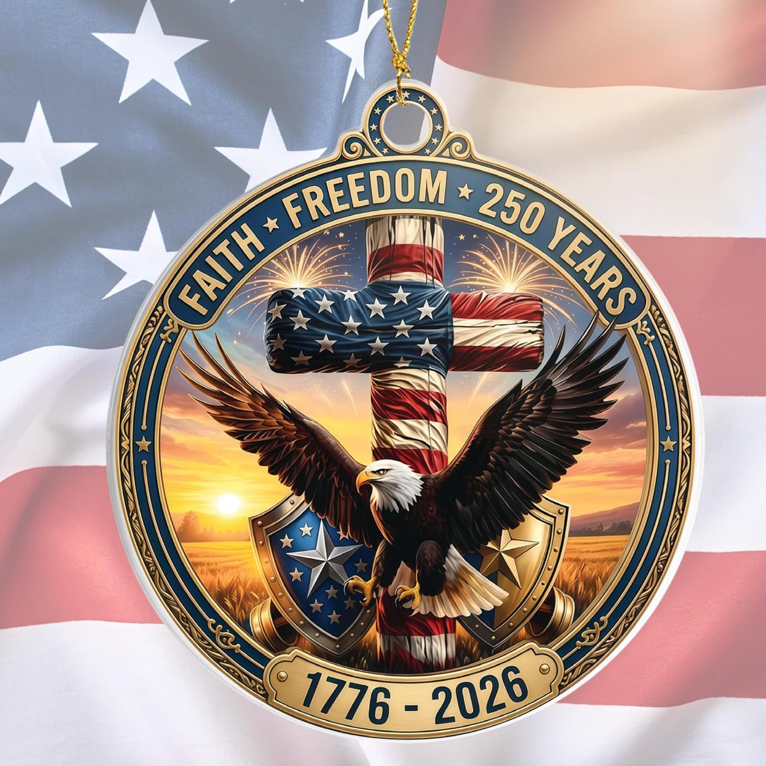 Decoración del 250 aniversario de la fundación de los Estados Unidos - Decoración del árbol de Navidad del Día de la Independencia de la Estatua de la Libertad 2D plana