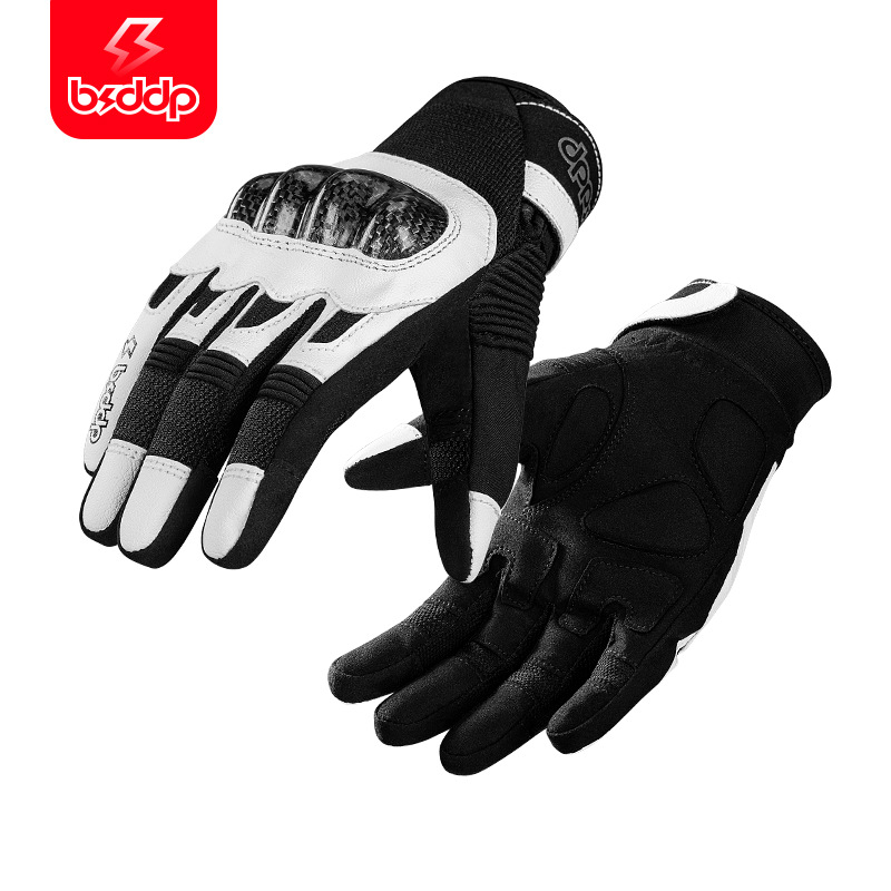 BSDDP 여름 오토바이 승마 장갑 탄소 섬유 터치 스크린 안티 드롭 통기성 미끄럼 방지 야외 전체 손가락 장갑