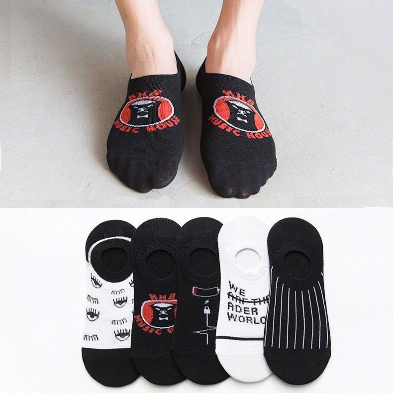 Socks Men's Thin Boat Socks Shallow Mouth Full Invisible Socks Silicone Fashionable Spring and Summer Socks Student Doug Shoes Socks Cover