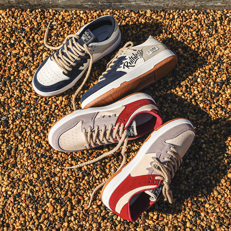 Chaussures de skate graffiti de niche de printemps 2025 pour hommes, version coréenne de la tendance, chaussures de sport décontractées à coutures rétro, chaussures pour hommes_voghion.com