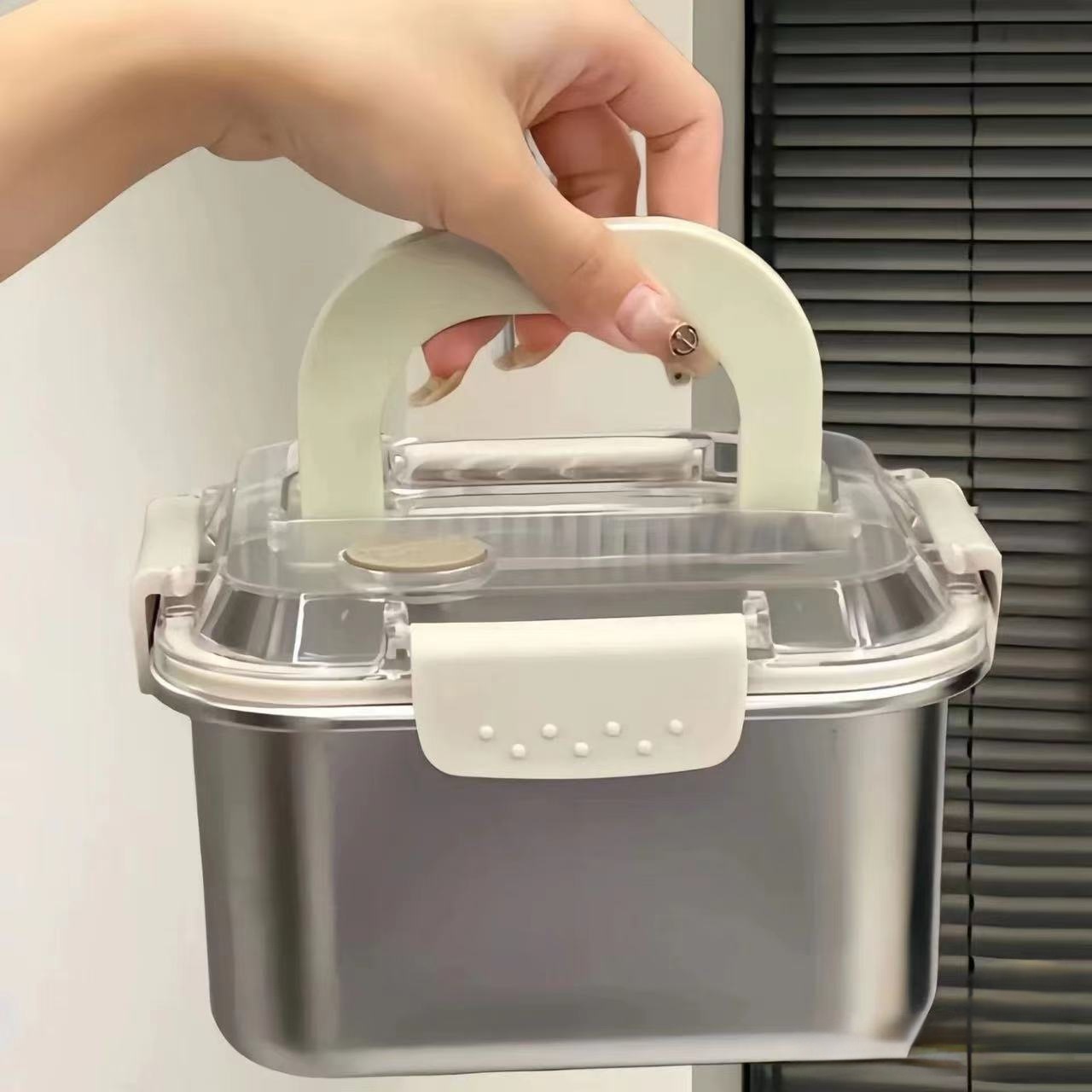 Contenitore per alimenti in acciaio inossidabile di alta qualità - Extra spesso e ermetico (grande capacità, per uso in frigorifero e all'aperto)_voghion.com