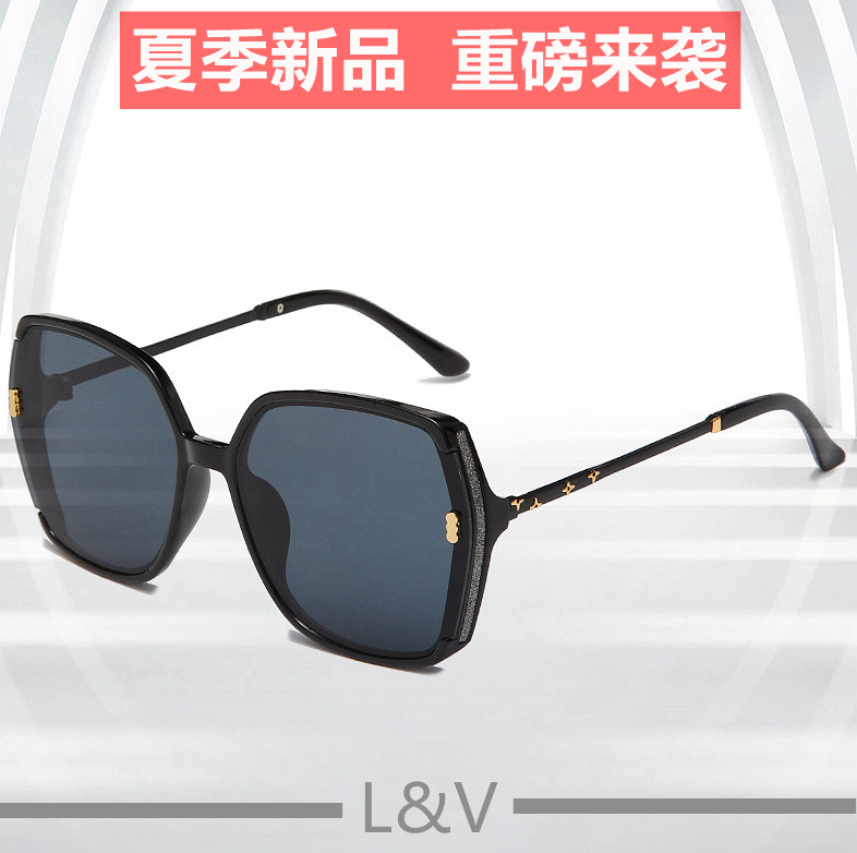 2022 new pattern Sunglasses &amp;V Sunglasses Irregular INS Red Book Network Same item Korean Edition