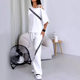 Cross-border New 2024 Autumn New Fashion Shoulder Loose Short-sleeved Sweat Casual Pants Two-piece Sports suit