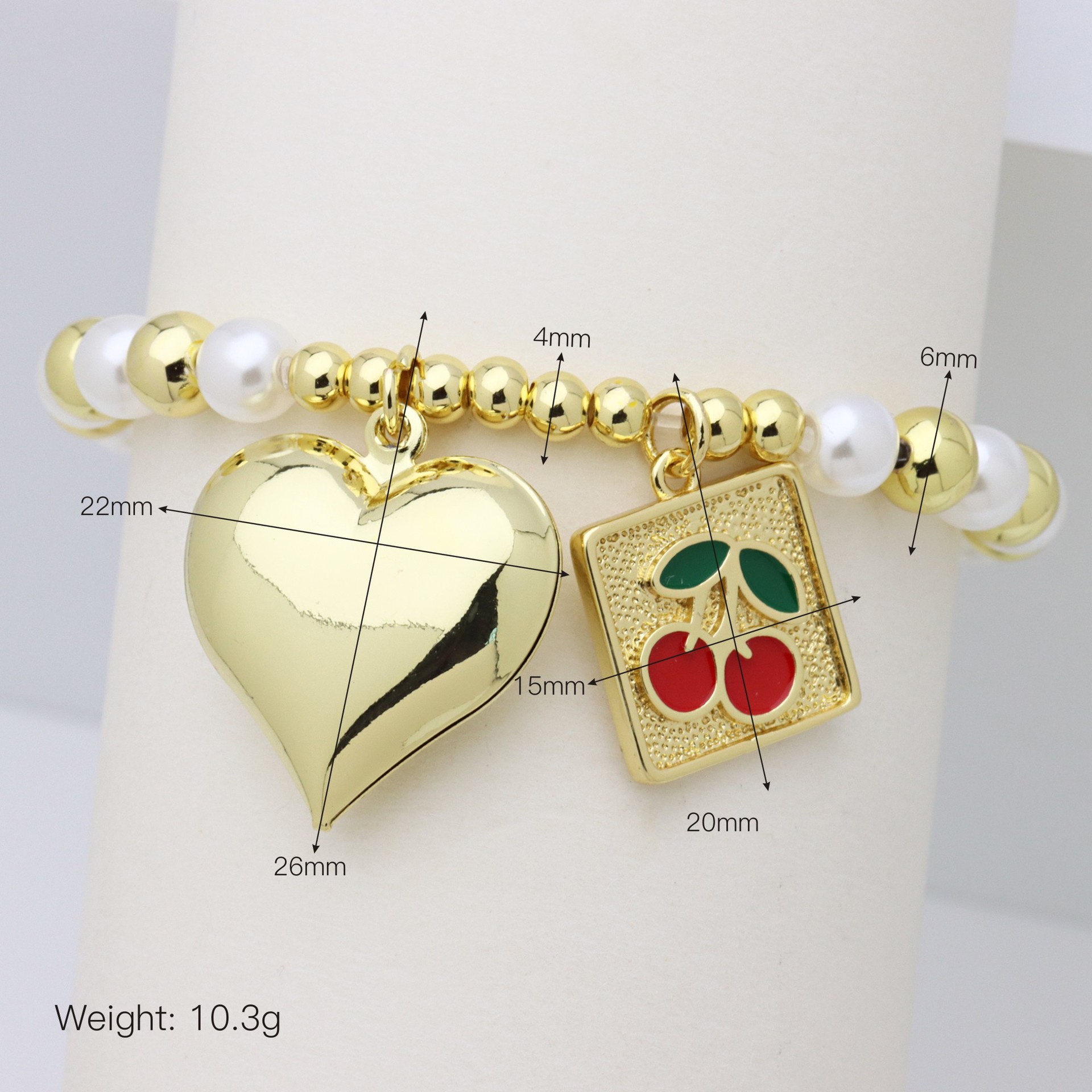 Pearl, Copper Chain Material ball chain Chain Type 1 Piece Quantity Wholesale Jewelry Vintage Style Classic Style Cherry Heart Shape Copper Plating Bracelets
