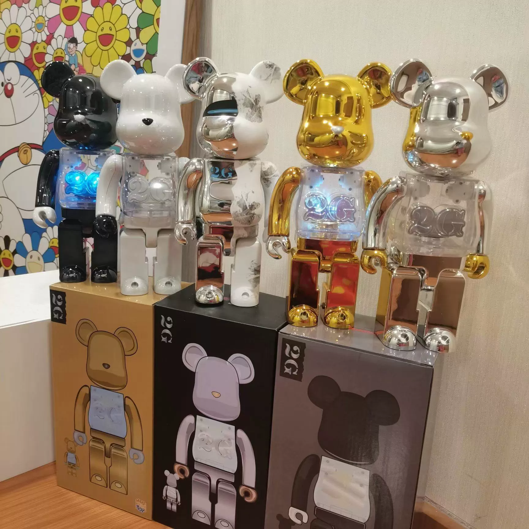Bearbrick Violent Bear 1000%Plating Tide Playing Bear Hand -Office Toys Home Locker Ladder Van Gogh Qianqiu