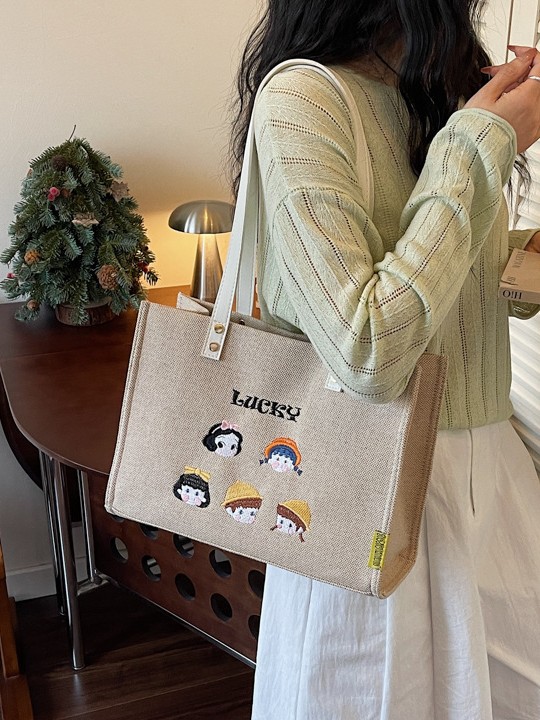 Bolsa de tela de gran capacidad para mujeres 2026 nuevo estilo de alta calidad para ir al trabajo, almuerzo de compras, bolsas de hombro y brazo