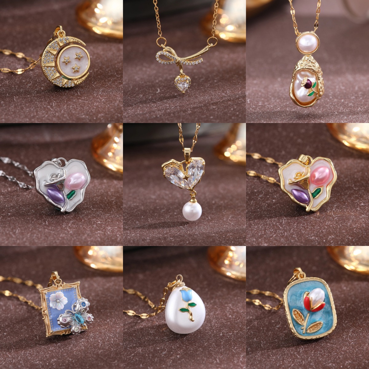 Light Luxury Micro-Inlaid Copper Pendant Necklace for Women, High-End Stainless Steel Clavicle Chain, Fashionable and Versatile, Personalized Full Diamond Jewelry