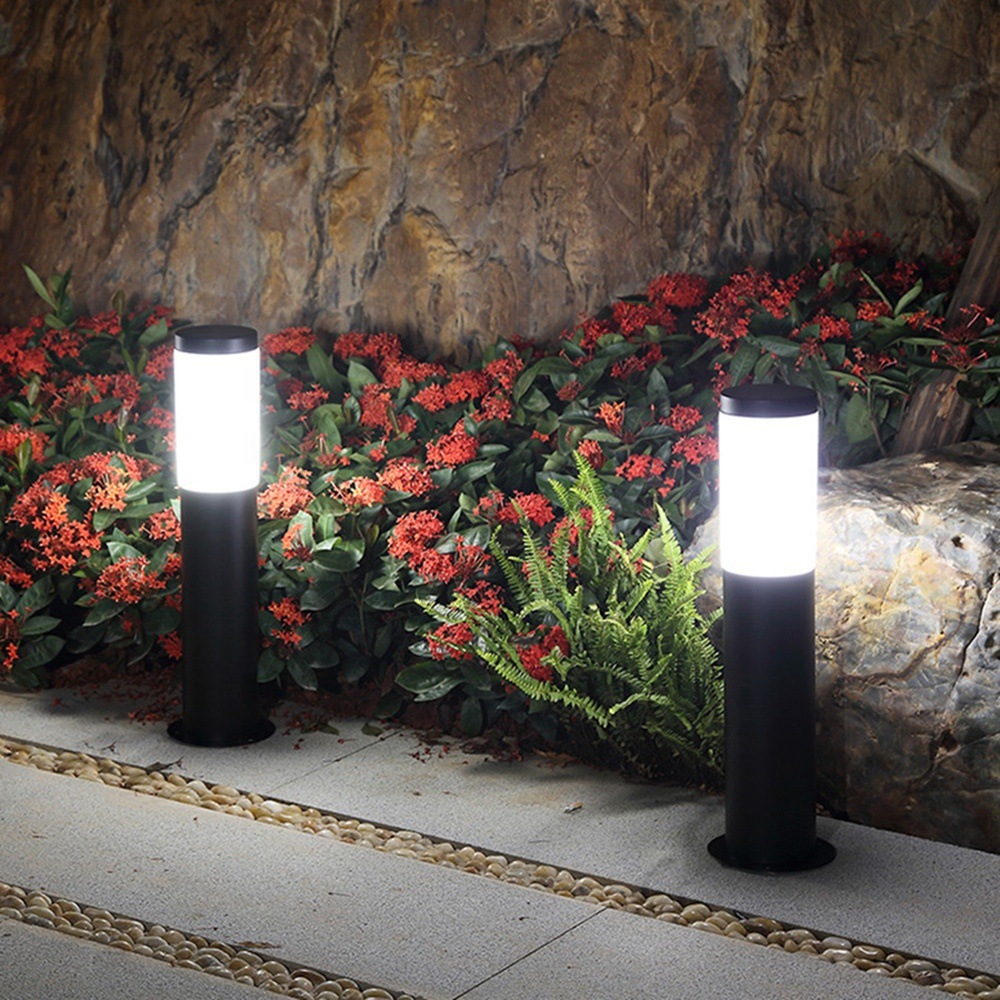 Lámpara cilíndrica solar LED lámpara de césped blanco cálido en forma de tubo largo lámpara de jardín al aire libre iluminación del jardín Parque lámpara de tierra