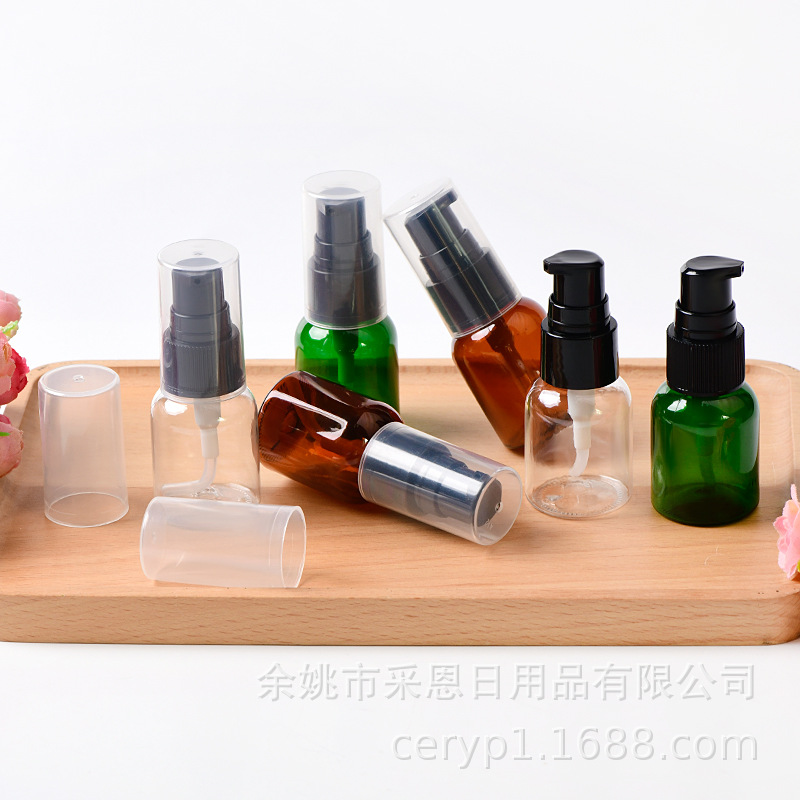 鸭嘴粉泵PP材质20-410口径25ml矮胖款PET材质塑料瓶乳液化妆品瓶