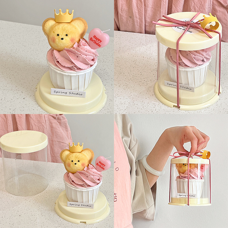 Internet-famous Mini Cake Box: 2-Inch Round Transparent Cupcake Container for Mousse, Desserts, and French-Style Pastries