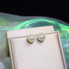 South Korean fashionable goods, silver needle, long retro metal earrings from pearl, silver 925 sample