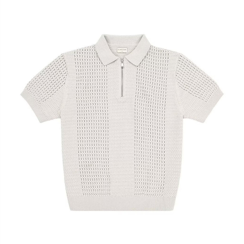 Polo camiseta de punto camiseta de manga corta camiseta de hombre solapa hueco medio cremallera negocio de verano fábrica al por mayor solo transfronterizo