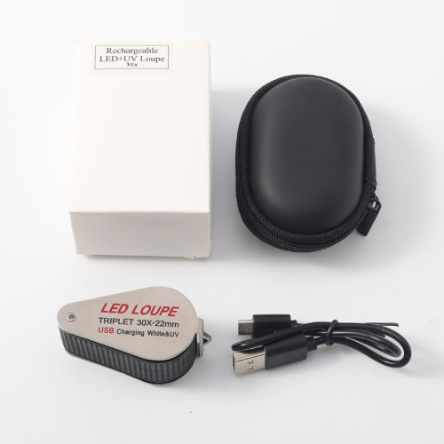 10x 20x 30x high-definition optical glass lens rechargeable LED lamp UV banknote inspection lamp antique jewelry magnifying glass