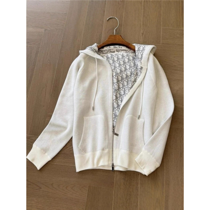 26 New High-Quality Trendy Brand Zipper Monogram Reversible Hooded Jacket Knit Cardigan for Men and Women