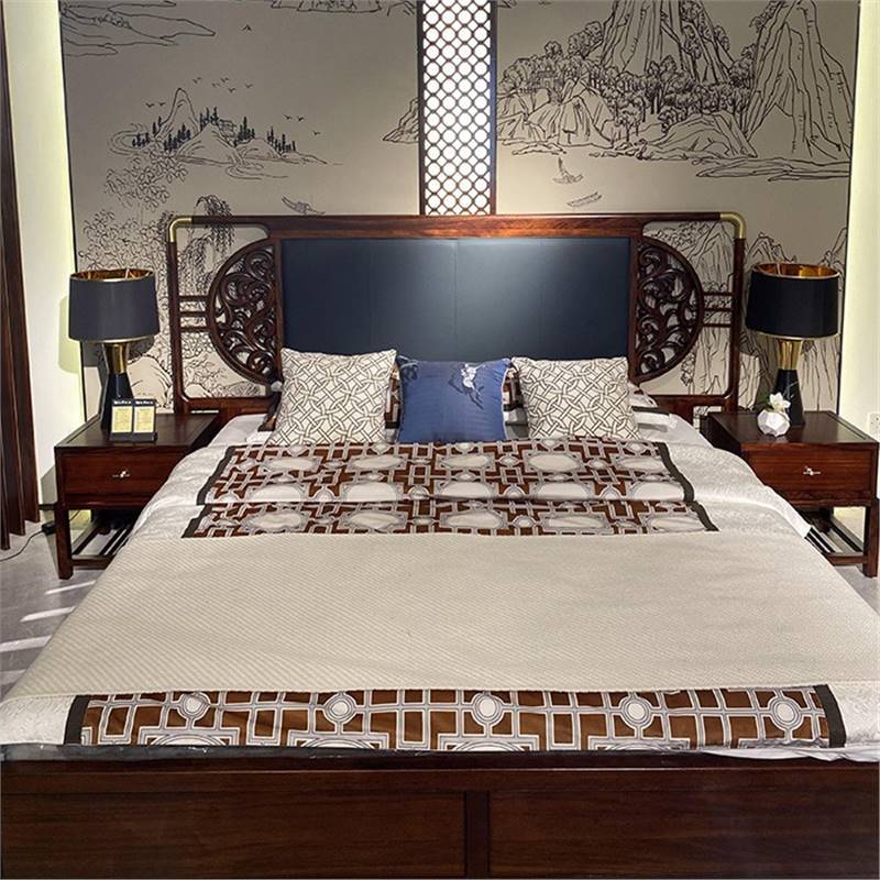 新中式实木床现代简约乌金木主卧双人大床1.8m家用卧室婚床