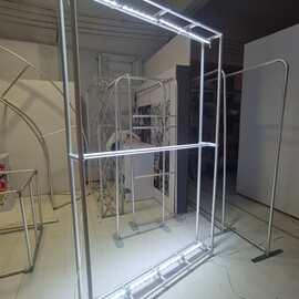 展位展示柜设计展台布置货架搭建便携式展架背景灯箱拉网快幕