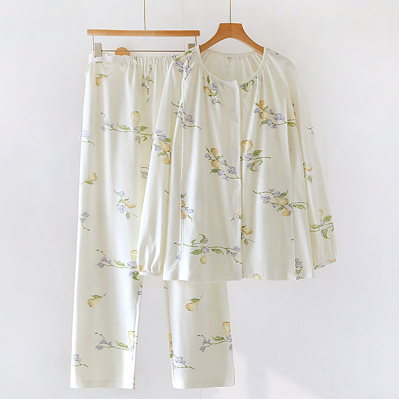 Pure Cotton Cardigan Luna Long Sleeve Lactating Maternal Postpartum Feeding Home Clothes Spring and Autumn Late Pregnancy suit