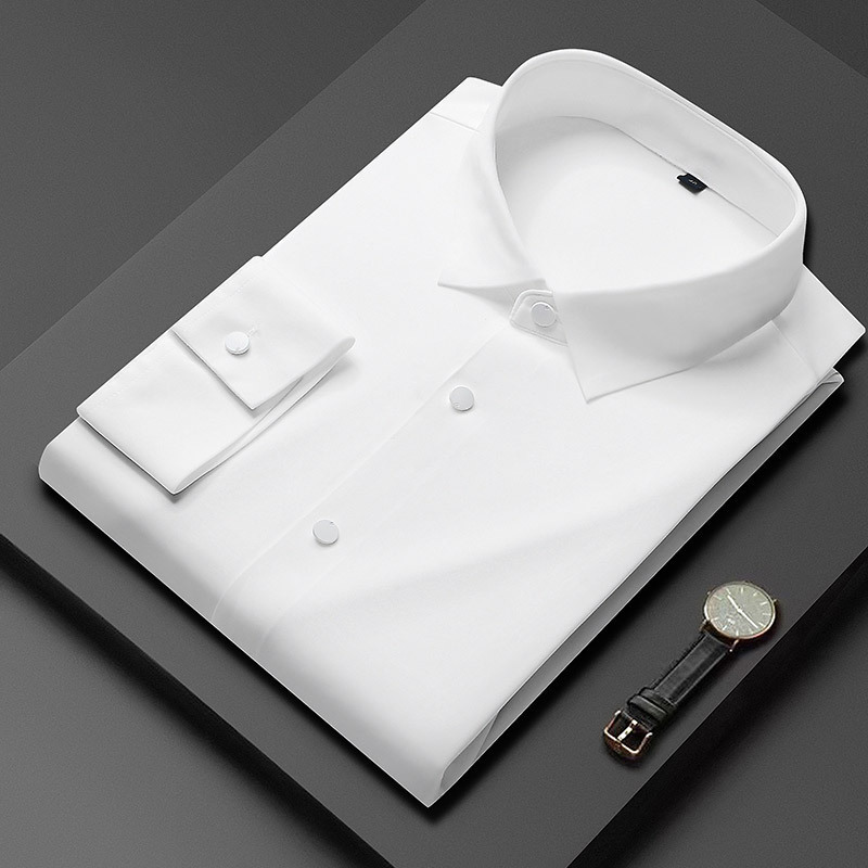 Men's Long-sleeved Traceless Shirt Business Solid Color White Shirt JinAmmonia Breathable Shirt Young and Middle-aged Business Wear Fortresses Men's Long-sleeved Traceless Shirt Business Solid Color White Shirt JinAmmonia Breathable Shirt Young and Middle-aged Business Wear Fortresses
