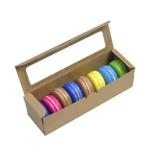 in stock Wholesale Macarons Box Flip Window PVC West Point Dessert Packaging Box White Cardboard Biscuit Candy Paper Box