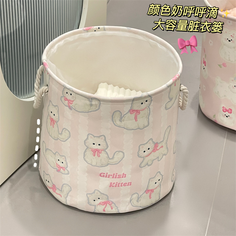 2024 nuevo estilo lindo canasta de ropa sucia dormitorio baño hogar canasta de ropa de gran capacidad barril de almacenamiento portátil de alto valor