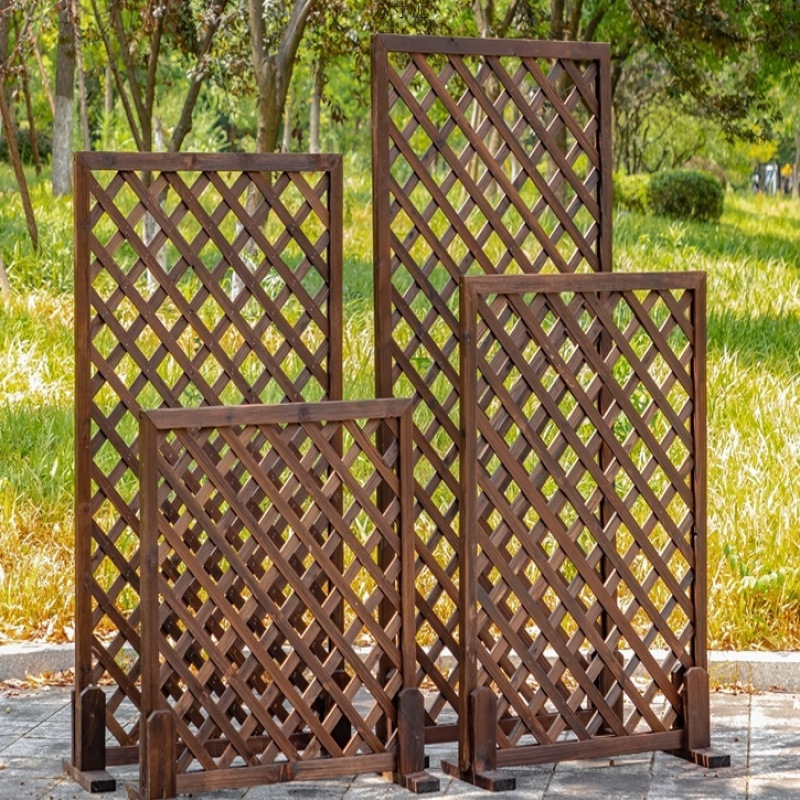 Anticorrosive Wood Fence Wooden Grids Climbing Frame Outdoor Garden Courtyard Fence Guardrail Fence Net Balcony Flower Stand Partition