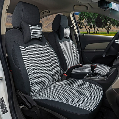 Suitable for Car Seat Covers, All-Season Linen Fabric, Special Car Seat Cushion and Chair Cover 25 New Styles for Men (Modelə uyğun (Original) oturacaq örtükləri) - promotional-classic-hemp-black-houndstooth-default-item