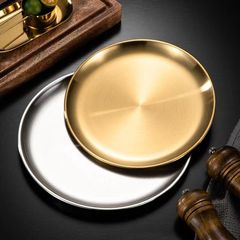 304ステンレスの円盤韓国式焼肉の皿の金色のトレーの洋食のケーキのバーベキューのバイキングの皿の卸売り