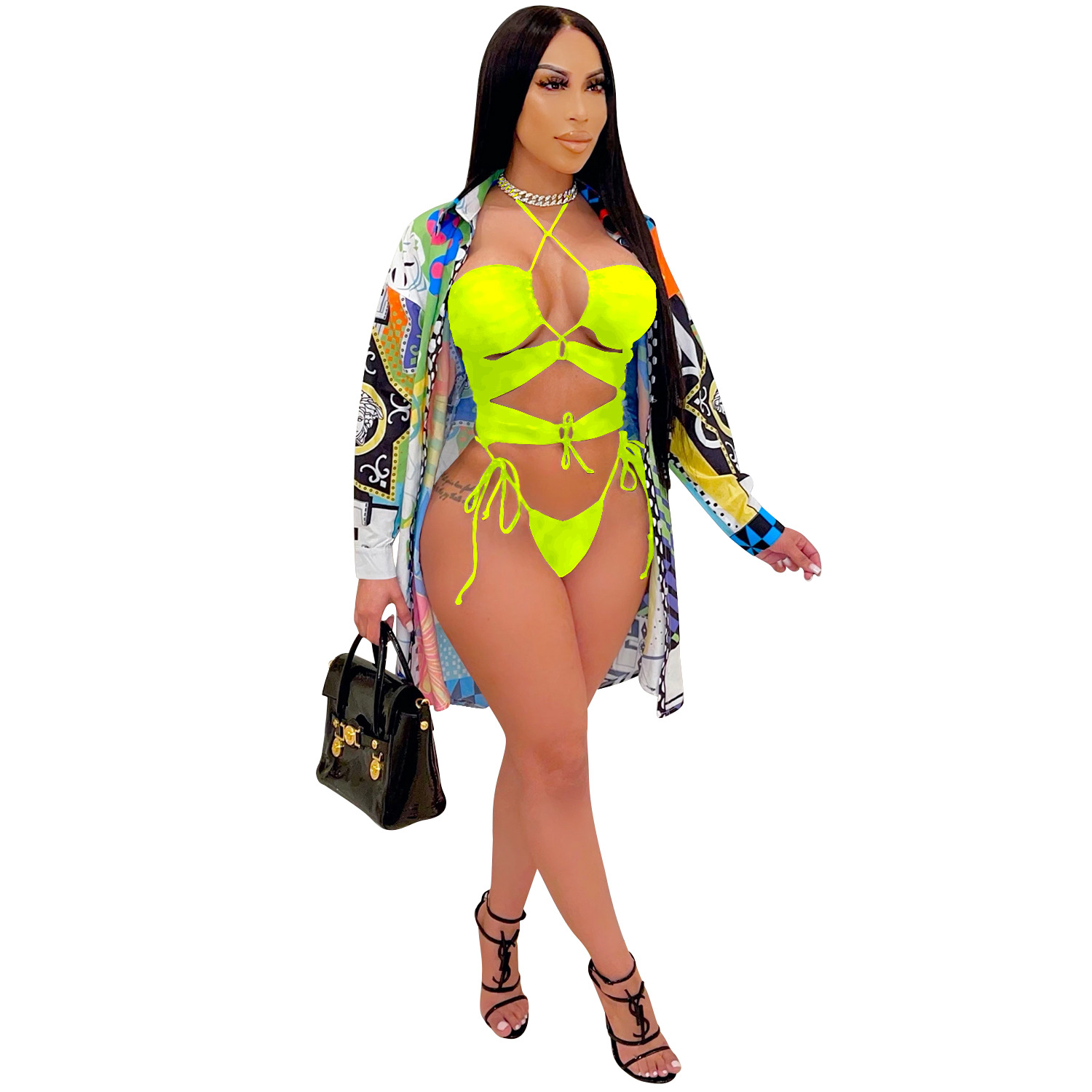 C5073 precio especial sin reembolso sin cambio, cuidado con la moda europea y americana transfronteriza ropa de mujer de verano chaqueta de playa traje de baño