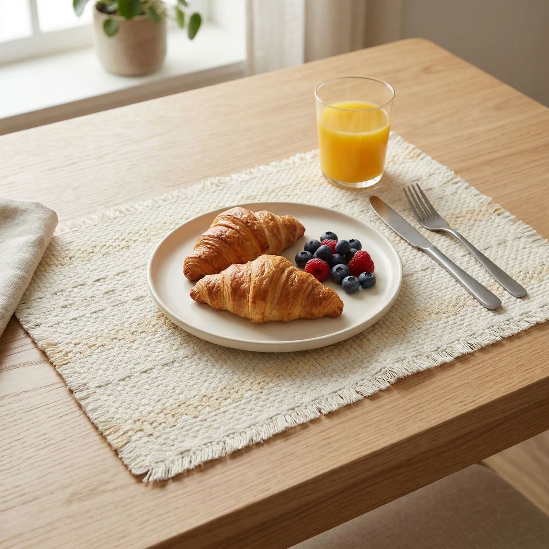 Algodón y lino tejido simple almohadilla de mesa almohadilla de mesa de comedor aislamiento térmico antideslizante almohadilla de mesa de madera