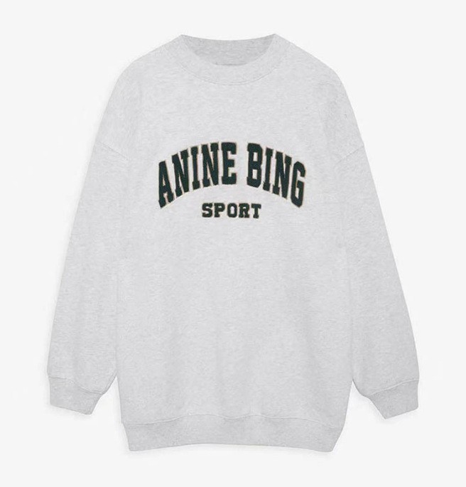 Anine Bing Sport Crewneck Sweater Heather Grey