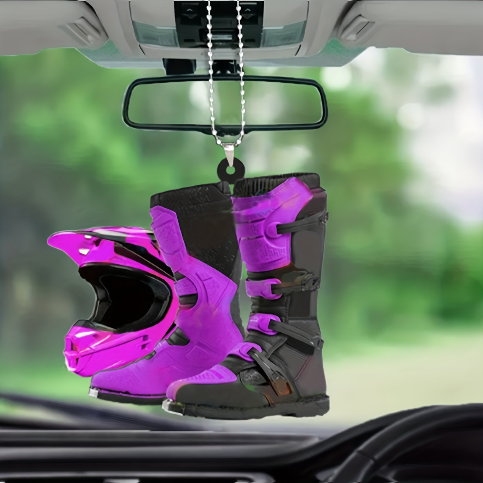 24 años de nuevo casco creativo botas de rally acrílico colgante plano espejo retrovisor de automóvil colgante de Navidad