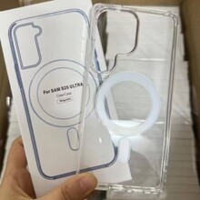 适用三星S23苹果磁吸手机壳S25ULTRA透明华为mate60pro全包亚克力