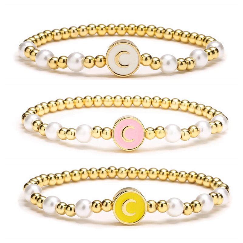 Estilo europeo y americano diseño metal cuentas pulsera elástica personalidad goteo aceite Luna costura hip hop pulsera joyería al por mayor