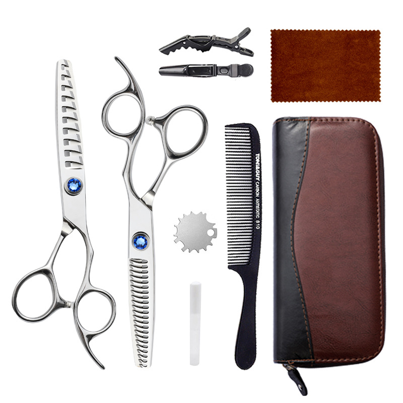 Juego de tijeras de peluquería de 6 pulgadas, acero inoxidable 440C, tijeras planas, tijeras de entresacar, herramienta para flequillo, tijeras de peluquería Amazon
