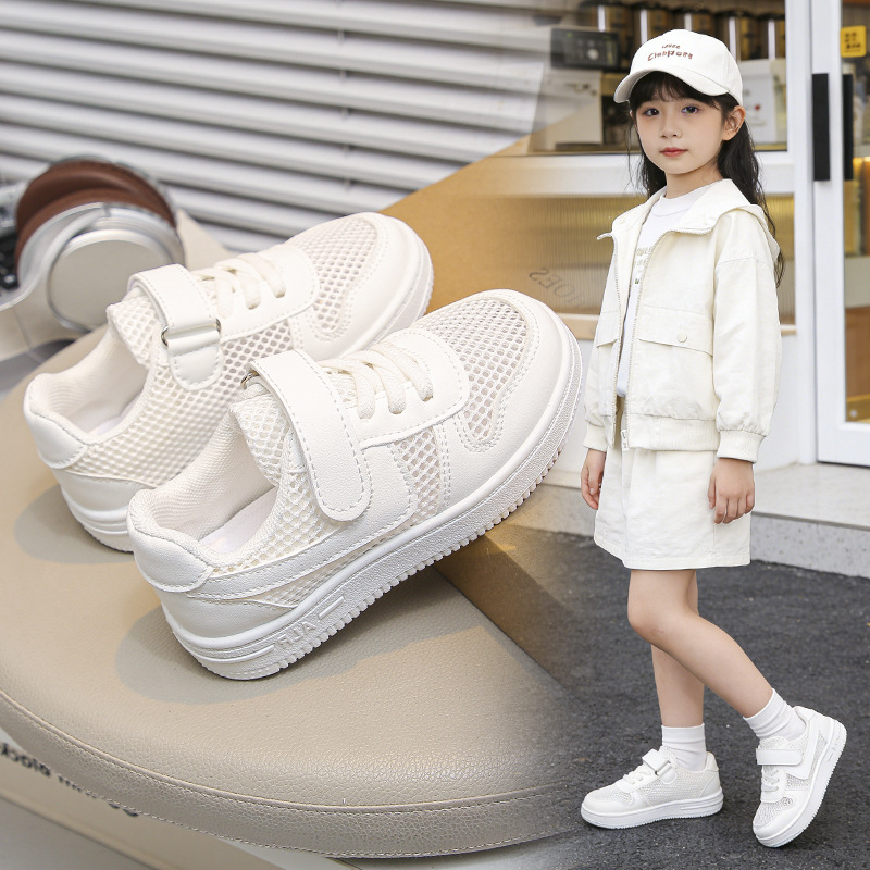 [School Designated] Children's Breathable White Shoes for Spring and Summer, Casual Sneakers for Boys and Girls, White Sports Shoes for Primary School Students