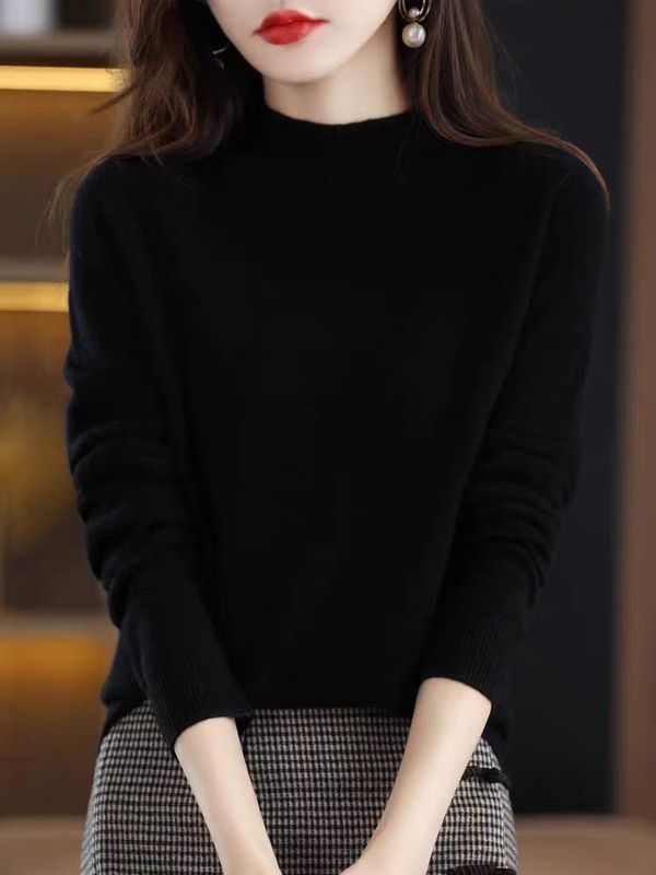 羊绒毛衣女2025年新款半高领打底衫女春秋冬内搭宽松针织衫上衣保|undefined