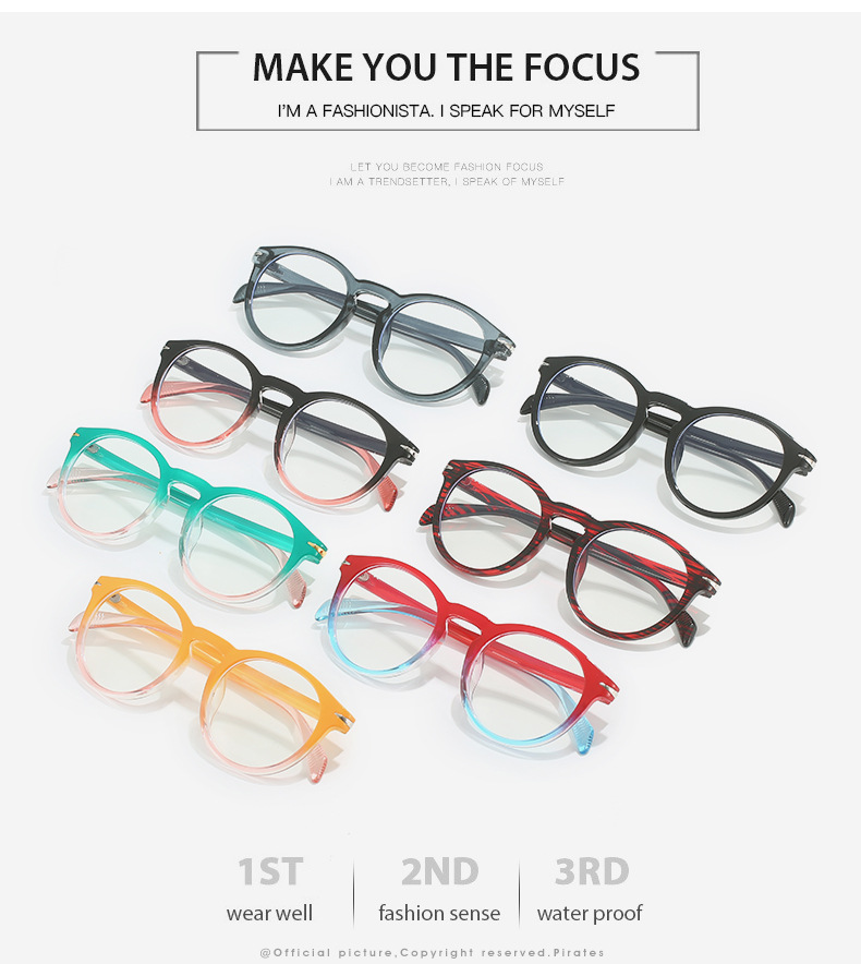 Basic Simple Style Color Block Pc Round Frame Full Frame Optical Glasses display picture 3