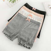 夏季女童安全裤防走光儿童打底裤莫代尔三分裤蝴蝶木耳边宝宝短裤