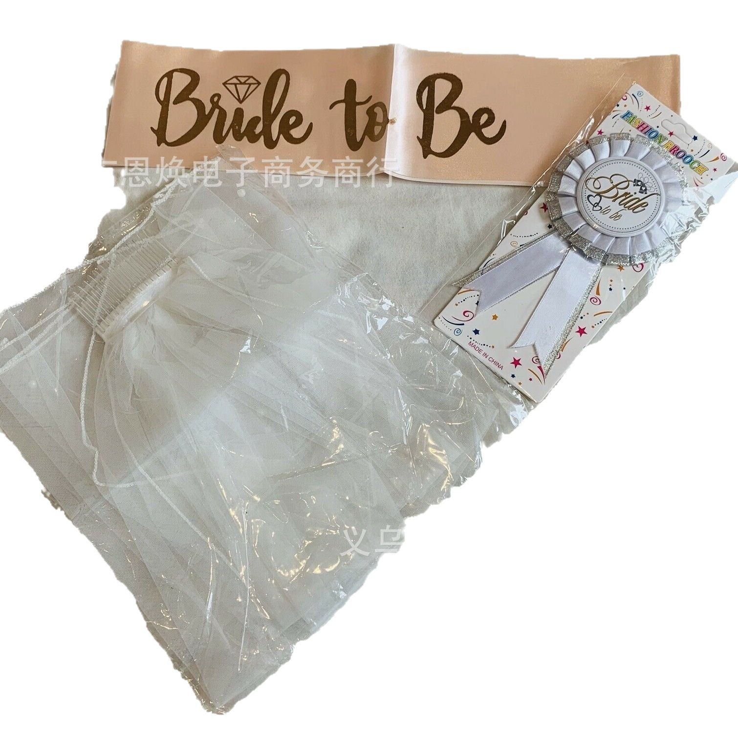 Bachelor Party novia de oro rosa para ser correa de hombro banda ceremonial nupcial de dos piezas corona diadema