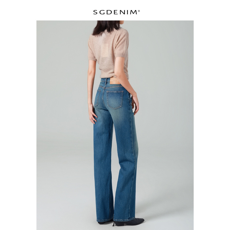 French Fries Pants/High-Waisted Jeans for Women, Narrow Straight-Leg Pants, Stretchy Retro Style, Autumn and Winter 2025, Slimming Casual