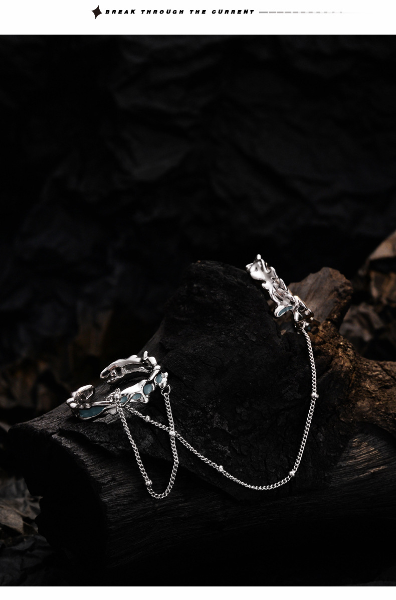 Fashion Irregular Silver Epoxy Chain Open Ring 1 Piece