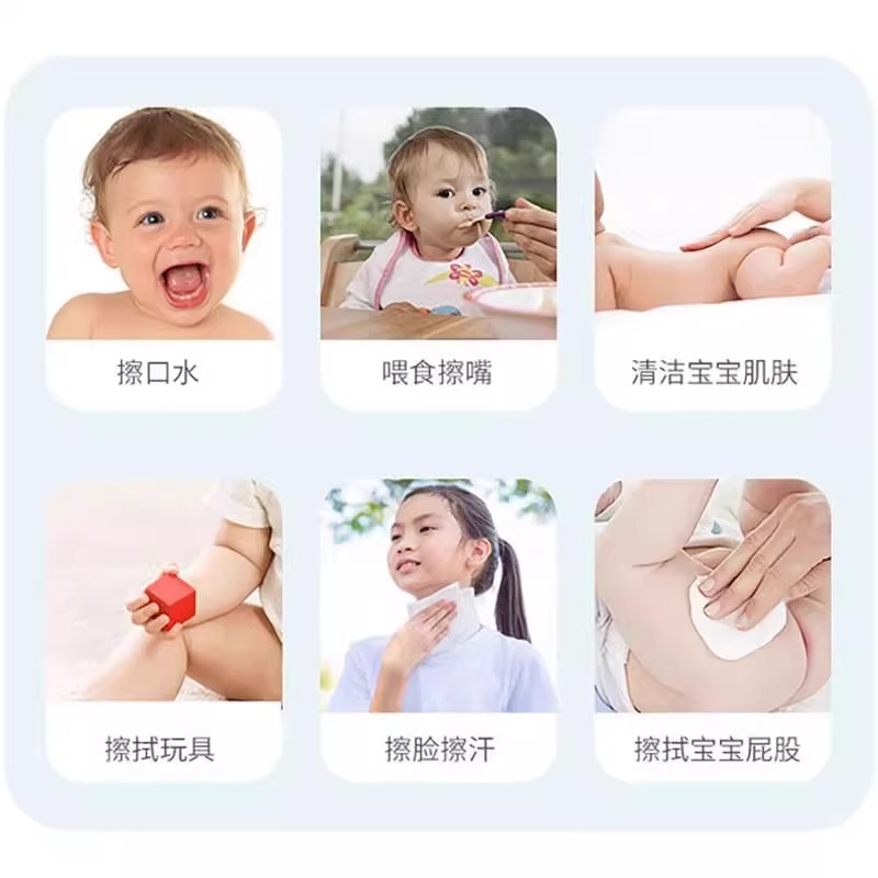 Toallitas húmedas para manos y boca para bebés 80 piezas de embalaje grande, toallas de papel húmedas de limpieza higiénicas con tapa, fabricantes de toallas de papel húmedas para bebés al por mayor