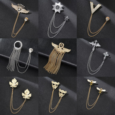  chain tassel temperament brooch brooch suit golden pins corsage contracted led accessories