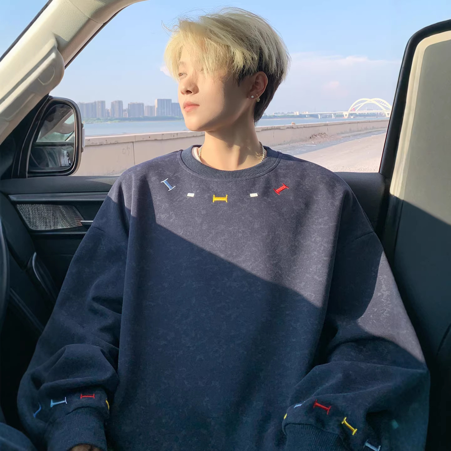Embroidery Crew Neck Pullover Sweater Men's New Spring And Autumn Long Sleeve T-Shirt Men's Clothing Teen T Trend Loose Top_voghion.com